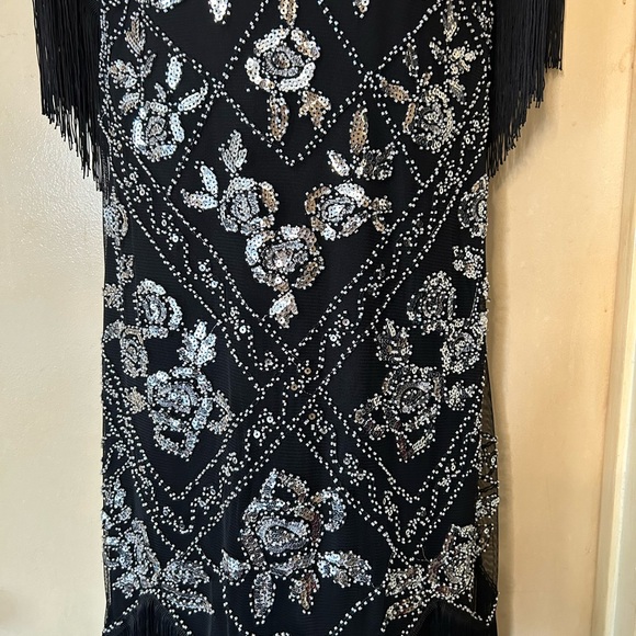 Babeyond 1920’s Full Length Black and Silver Flapper Dress size XL - Picture 5 of 14